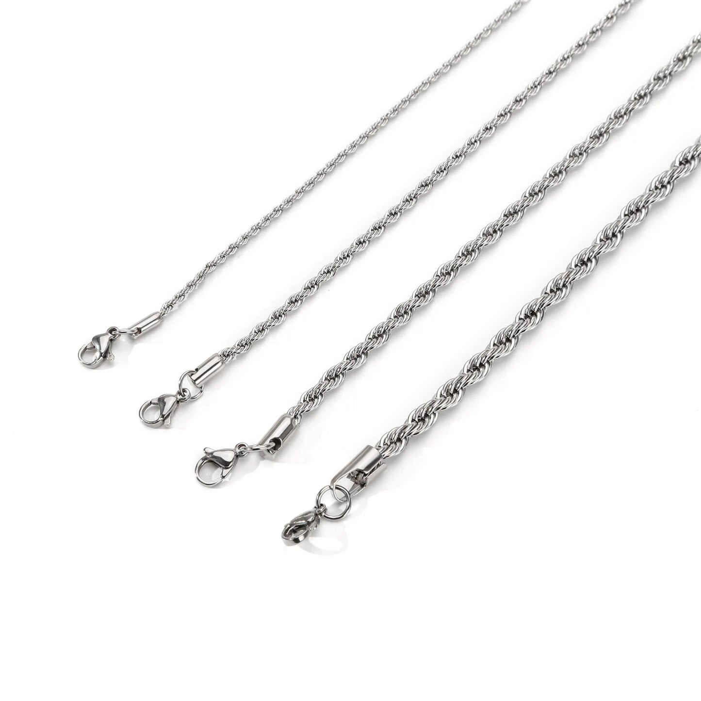 Simple Silver Color Stainless Steel Twist Chain Bracelet For Men .