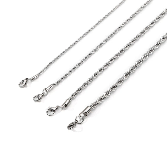 Simple Silver Color Stainless Steel Twist Chain Bracelet For Men .