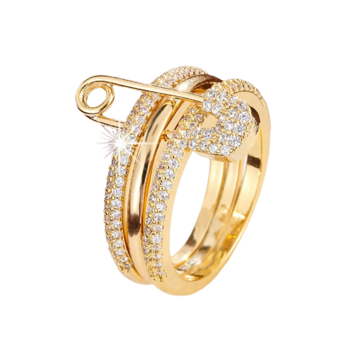 Fashion Pin Connection Three Layers Designer Fashion Ring for Women