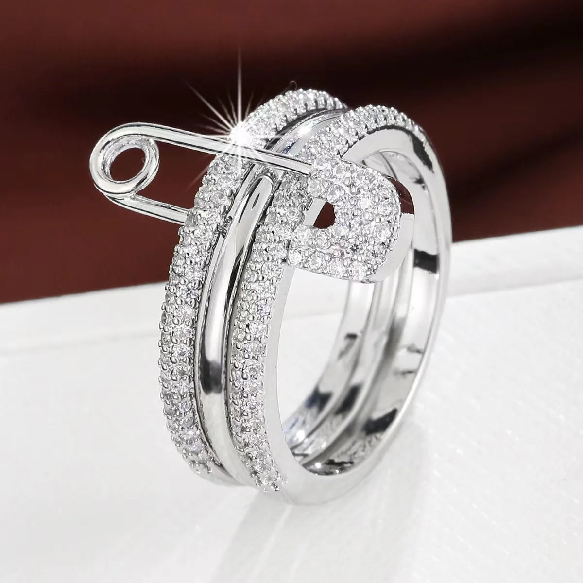 Fashion Pin Connection Three Layers Designer Fashion Ring for Women