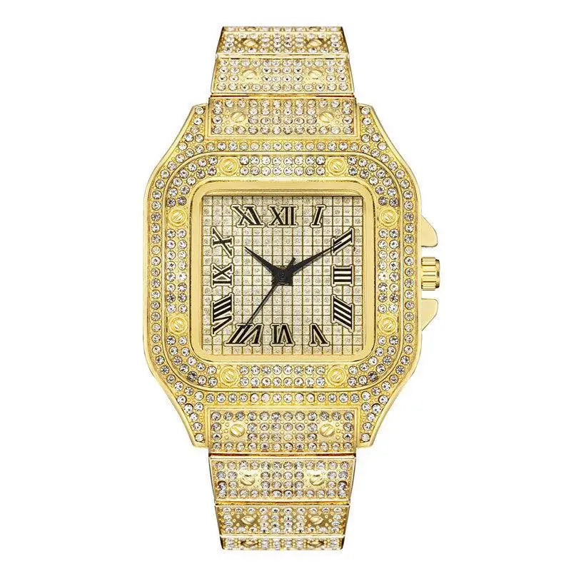 Luxury Diamond Men Women Watches Gold Watch Ladies Wrist Watch Luxury Rhinestone Unisex Bracelet Watches Female Clock 2024 New