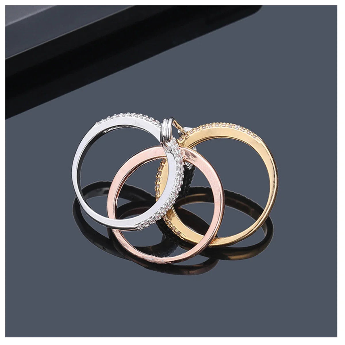 Fashion Pin Connection Three Layers Designer Fashion Ring for Women