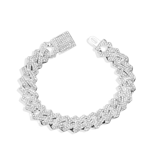 Iced Prong Link Cuban Chain Bracelet for Men 14mm.